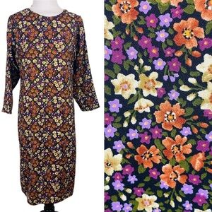 Long Floral Tunic Dress Long Sleeves